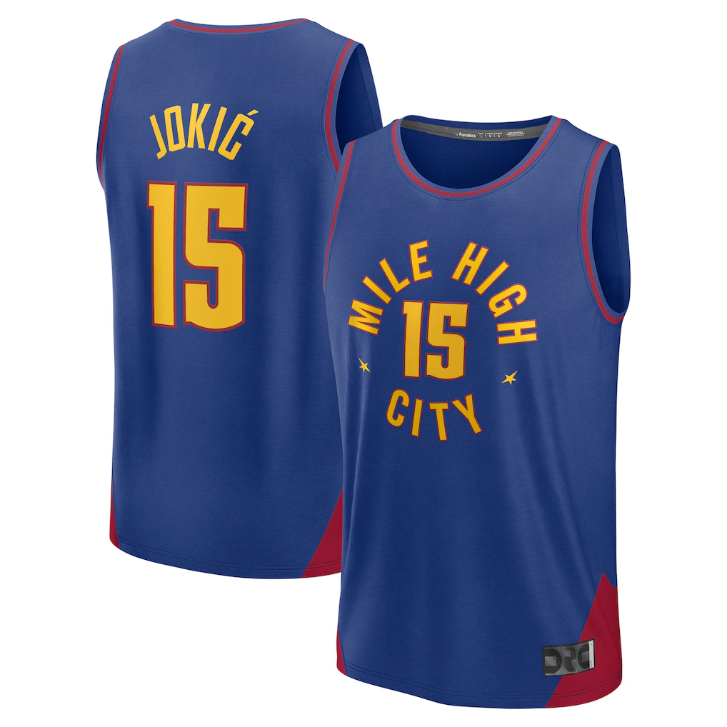 Ldoa D.Nuggets #15 Nikola Jokic  Blue Fast Break Replica Player Jerseys - Statement Edition