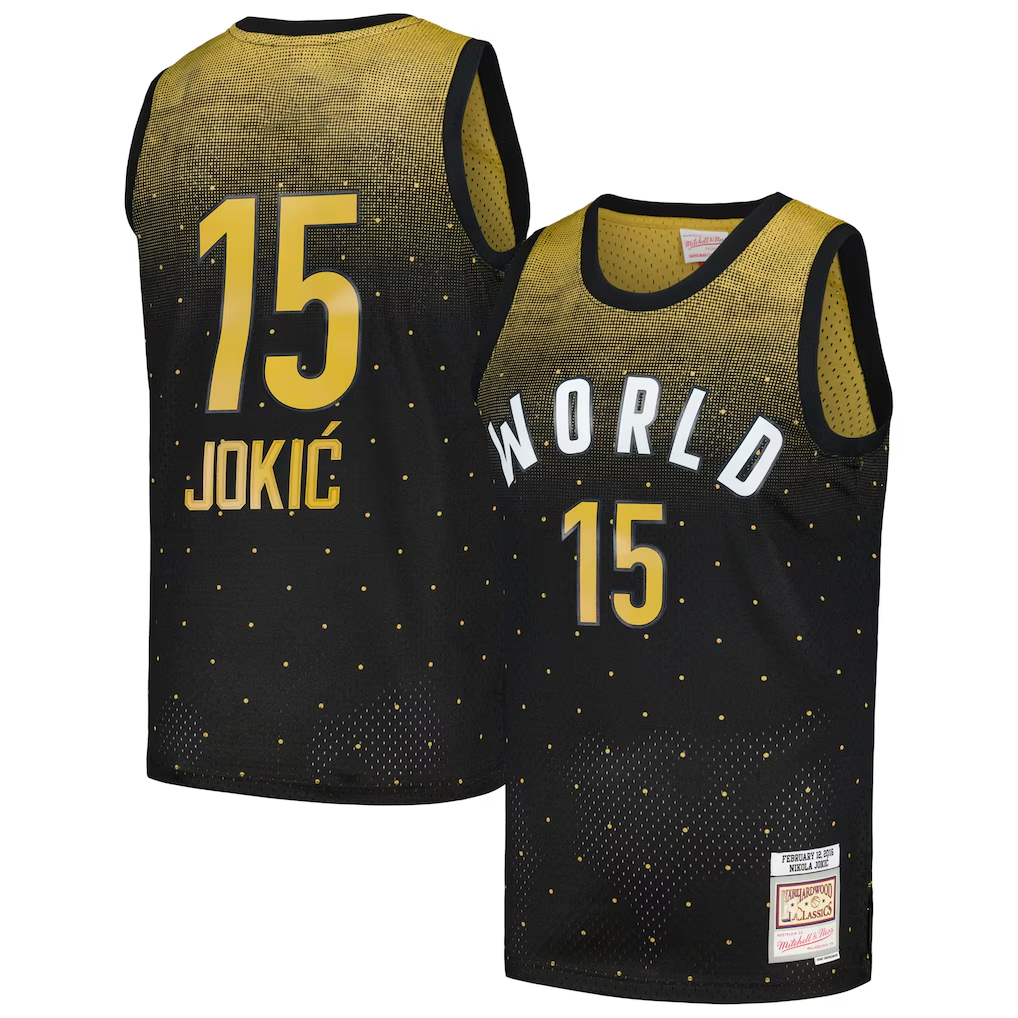 Ldoa D.Nuggets #15 Nikola Jokic Rising Stars Challenge Mitchell & Ness Black Hardwood Classics Swingman Jerseys
