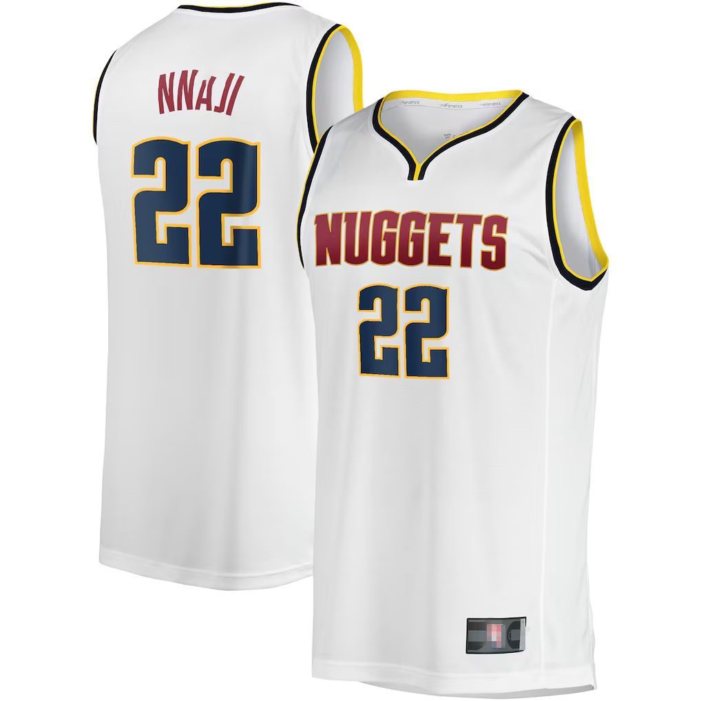 Ldoa D.Nuggets #22 Zeke Nnaji  White Fast Break Player Jerseys - Association Edition
