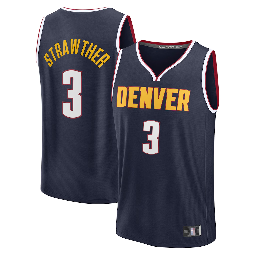 Ldoa D.Nuggets #3 Julian Strawther Navy Fast Break Replica Player Jerseys - Icon Edition