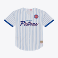 Ldoa D.Pistons Mitchell & Ness White Head Coach Pinstripe Mesh Full-Button Baseball Jerseys