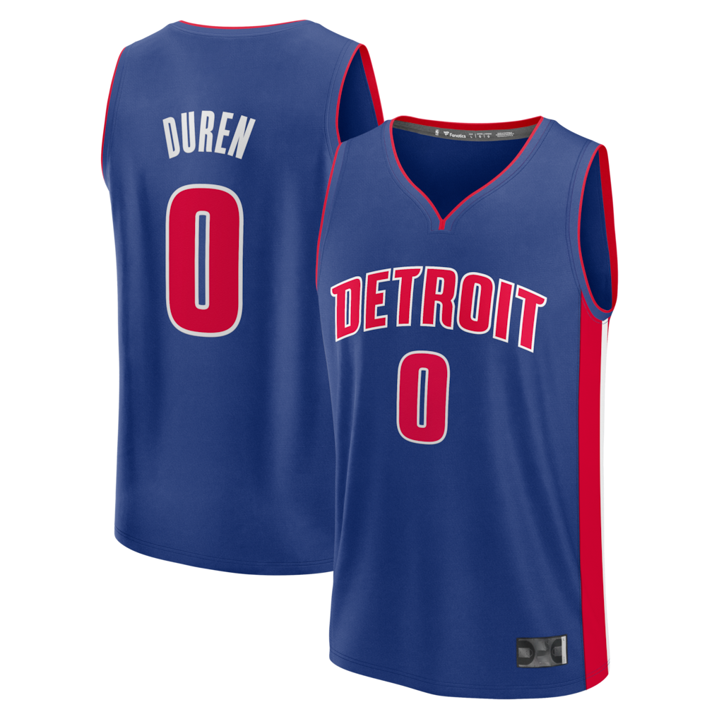 Ldoa D.Pistons #0 Jalen Duren  Blue Fast Break Replica Jerseys - Icon Edition