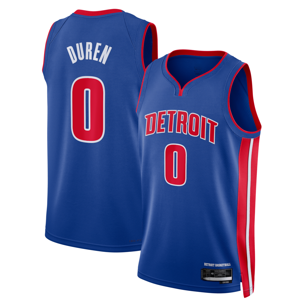 Ldoa D.Pistons #0 Jalen Duren Blue Swingman Jerseys - Icon Edition
