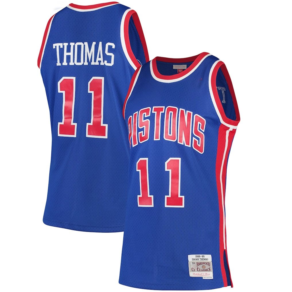 Ldoa D.Pistons #11 Isiah Thomas Mitchell & Ness Blue 198889 Hardwood Classics Swingman Jerseys