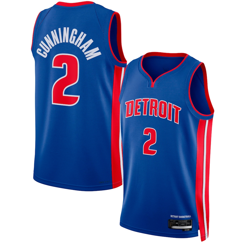 Ldoa D.Pistons #2 Cade Cunningham Blue Swingman Jerseys - Icon Edition