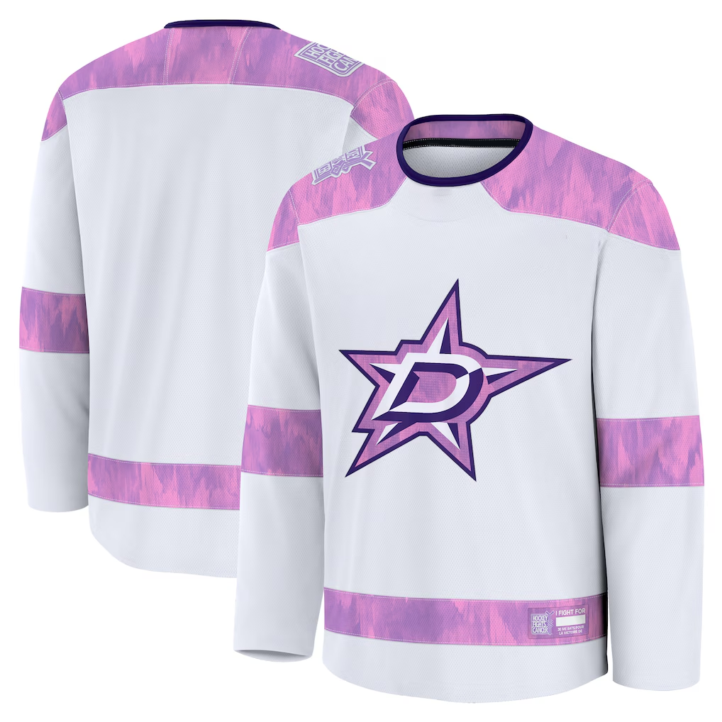 Tuec D.Stars White 2024 Hockey Fights Cancer Practice Jerseys