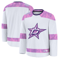 Tuec D.Stars White 2024 Hockey Fights Cancer Practice Jerseys