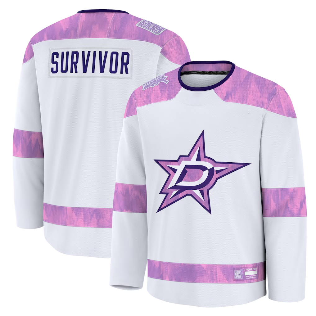 Tuec D.Stars White Hockey Fights Cancer Survivor Practice Jerseys