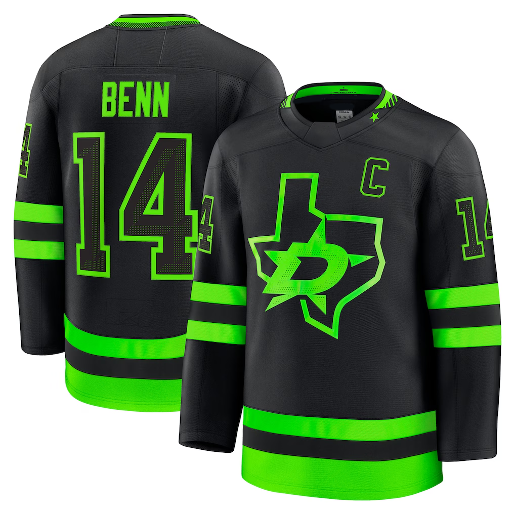 Tuec D.Stars #14 Jamie Benn Black Alternate Premium Jerseys