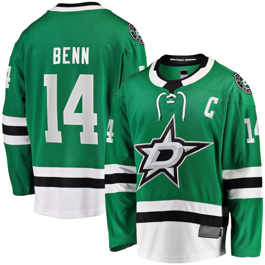 Tuec D.Stars #14 Jamie Benn Kelly Green Home Premium Jerseys