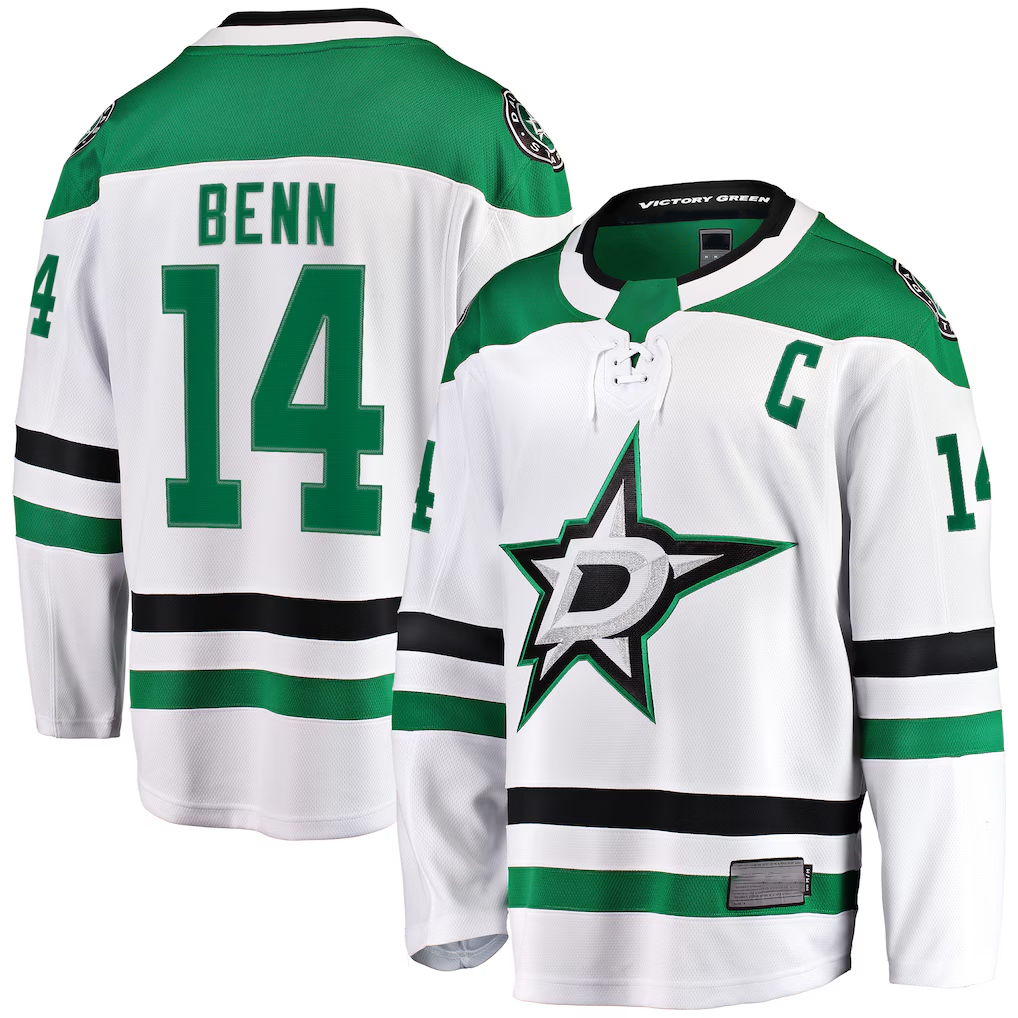 Tuec D.Stars #14 Jamie Benn White Breakaway Jerseys