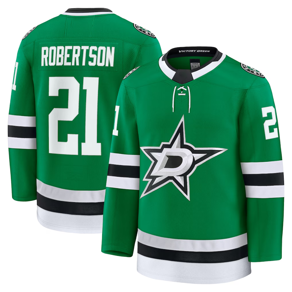 Tuec D.Stars #21 Jason Robertson Kelly Green Home Premium Jerseys