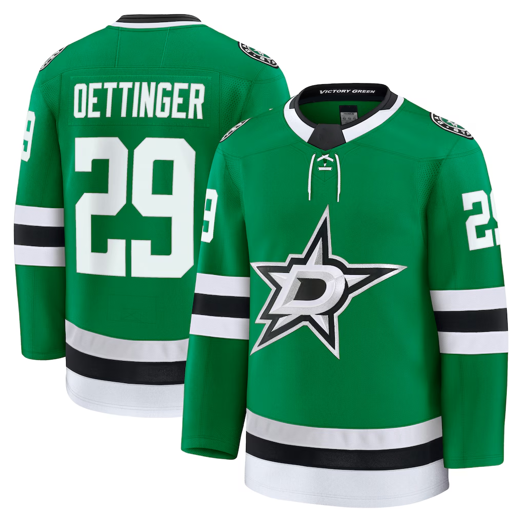 Tuec D.Stars #29 Jake Oettinger Kelly Green Home Premium Jerseys