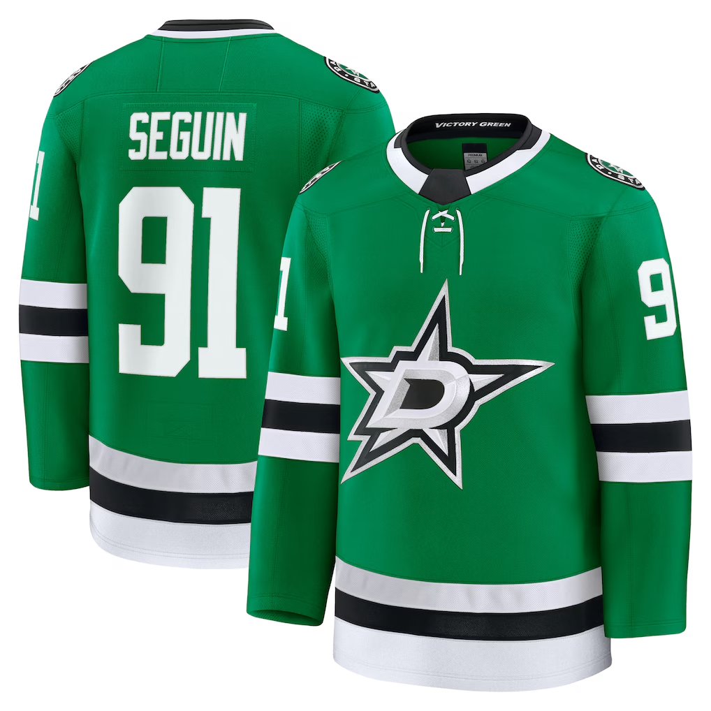 Tuec D.Stars #91 Tyler Seguin Kelly Green Home Premium Jerseys