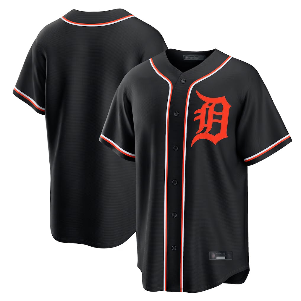 Ldoa D.Tigers Black Fashion Out Home Game Blank Player Stitched Jerseys