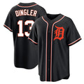 Ldoa D.Tigers #13 Dillon Dingler Player Black Fashion Out Home Game Stitched Jerseys