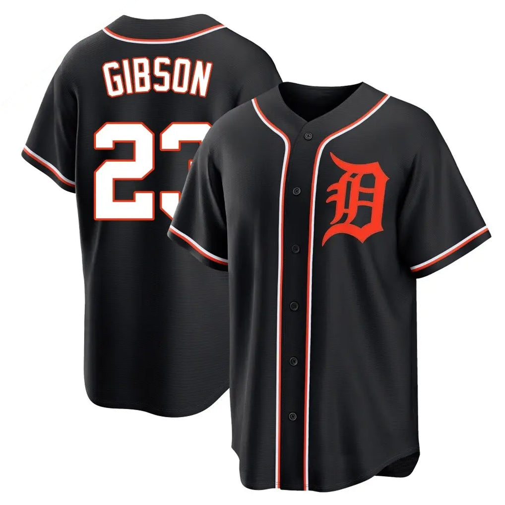 Ldoa D.Tigers #23 Kirk Gibson Player Black Fashion Out Home Game Stitched Jerseys
