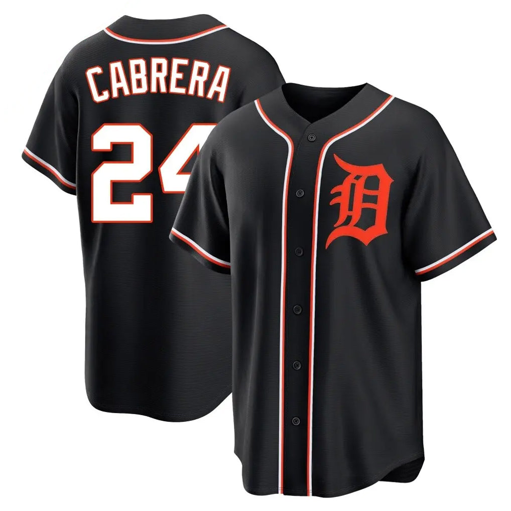 Ldoa D.Tigers #24 Miguel Cabrera Player Black Fashion Out Home Game Stitched Jerseys