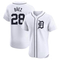 Ldoa D.Tigers #28 Javier B¡§¡éez Player White Limited Elite Home Stitched Jerseys