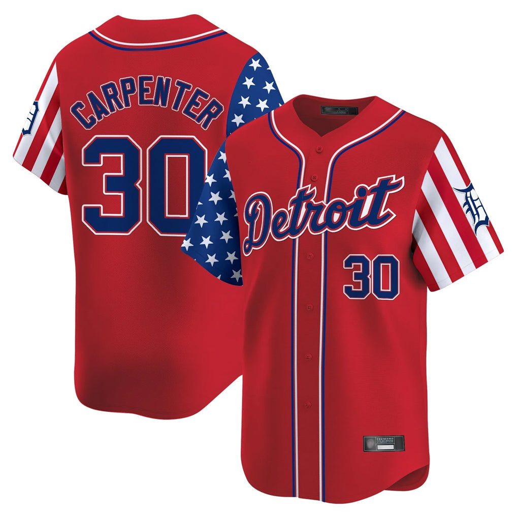 Ldoa D.Tigers #30 Kerry Carpenter Player Red Independence Day Vapor Premier Limited Stitched Jerseys
