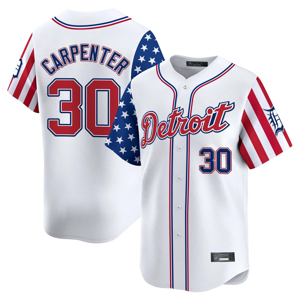 Ldoa D.Tigers #30 Kerry Carpenter Player White Independence Day Vapor Premier Limited Stitched Jerseys