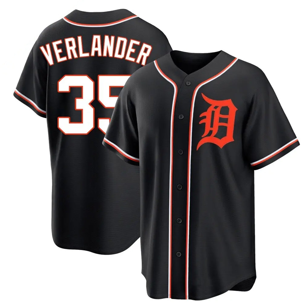Ldoa D.Tigers #35 Justin Verlander Player Black Fashion Out Home Game Stitched Jerseys