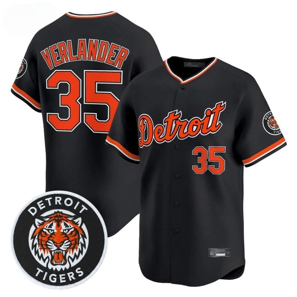 Ldoa D.Tigers #35 Justin Verlander Player Black Limited Home Stitched Jerseys