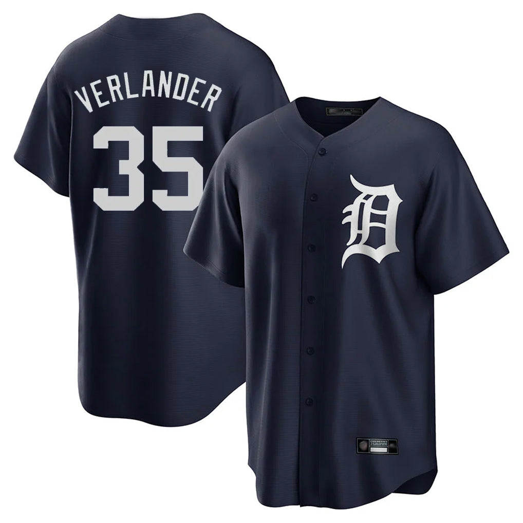 Ldoa D.Tigers #35 Justin Verlander Player Navy Game Home Stitched Jerseys