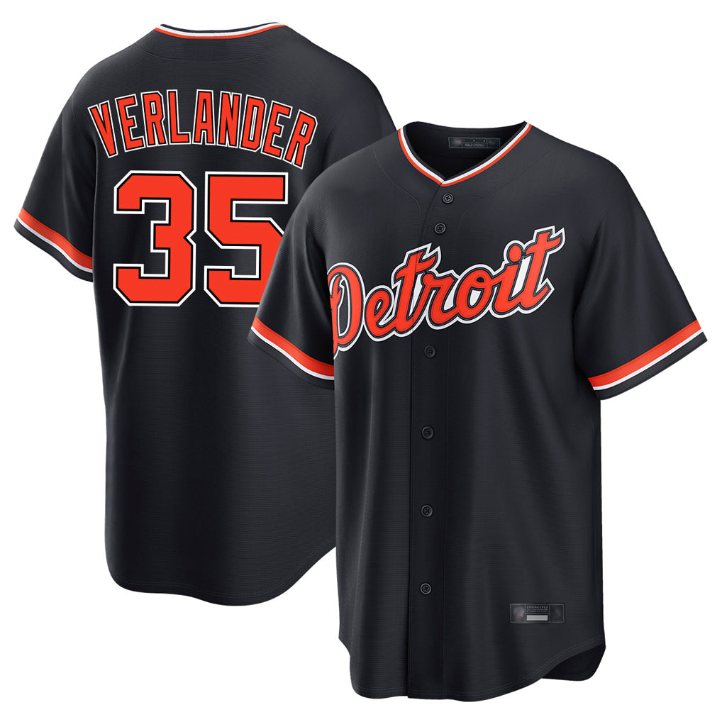 Ldoa D.Tigers #35 Justin Verlander Player Navy Home Game Stitched Jerseys
