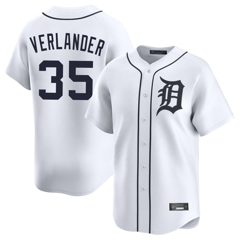 Ldoa D.Tigers #35 Justin Verlander Player White Home Limited Stitched Jerseys