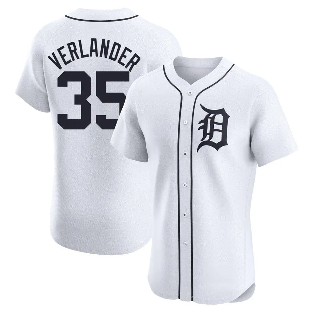 Ldoa D.Tigers #35 Justin Verlander Player White Limited Elite Home Stitched Jerseys
