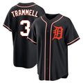 Ldoa D.Tigers #3 Alan Trammell Player Black Fashion Out Home Game Stitched Jerseys