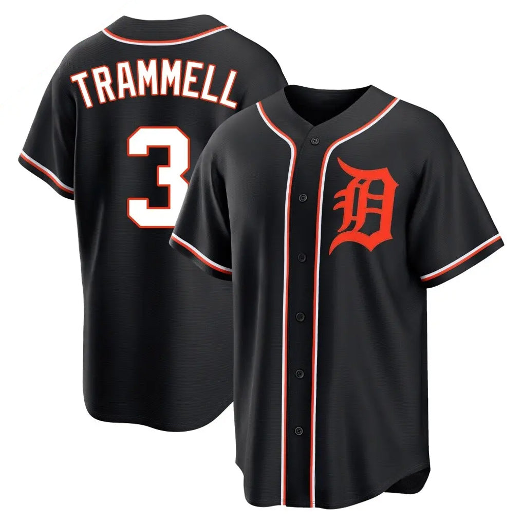 Ldoa D.Tigers #3 Alan Trammell Player Black Fashion Out Home Game Stitched Jerseys