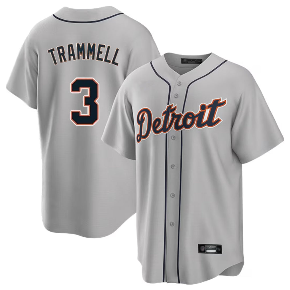 Ldoa D.Tigers #3 Alan Trammell Player Gray Home Game Stitched Jerseys