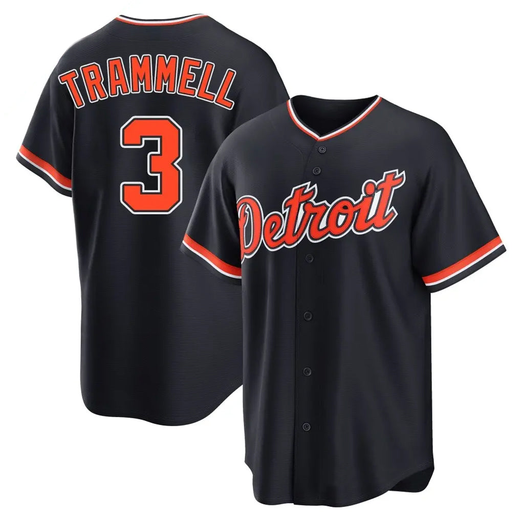 Ldoa D.Tigers #3 Alan Trammell Player Navy Home Game Stitched Jerseys
