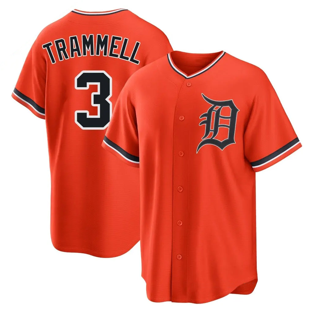 Ldoa D.Tigers #3 Alan Trammell Player Orange Home Game Stitched Jerseys