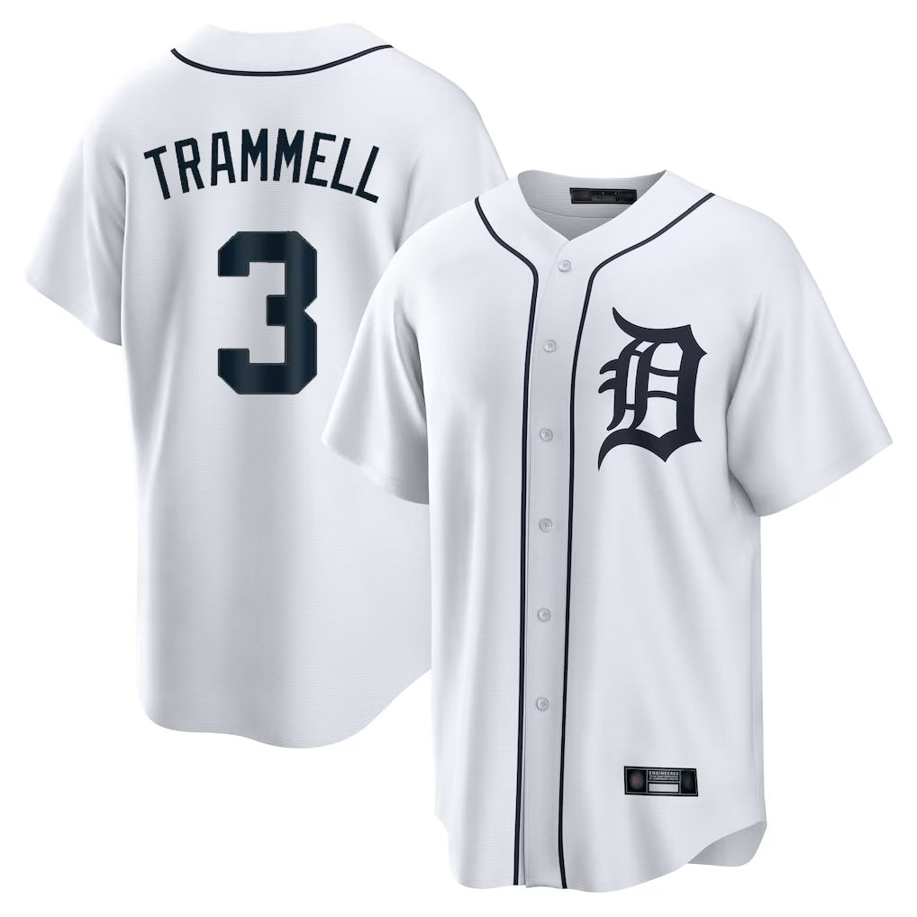 Ldoa D.Tigers #3 Alan Trammell Player White Home Game Stitched Jerseys