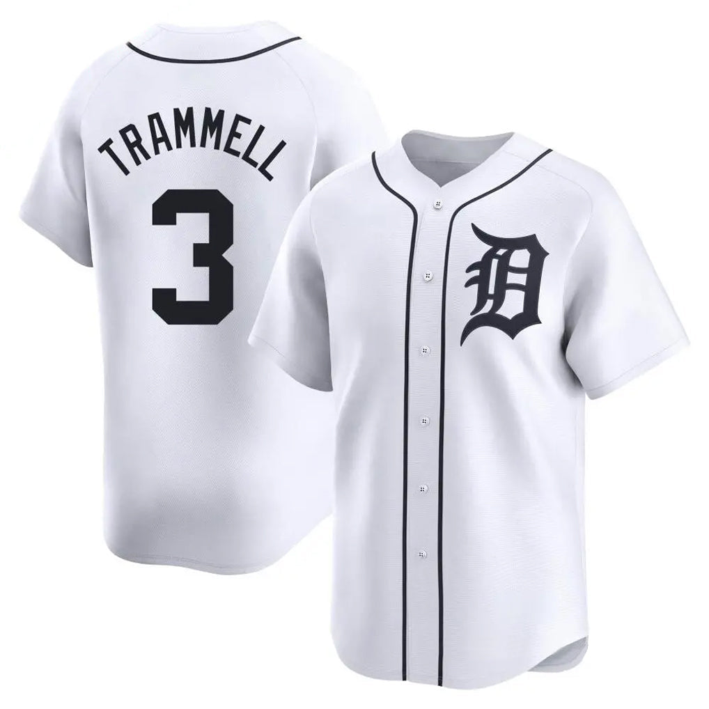 Ldoa D.Tigers #3 Alan Trammell Player White Home Limited Stitched Jerseys