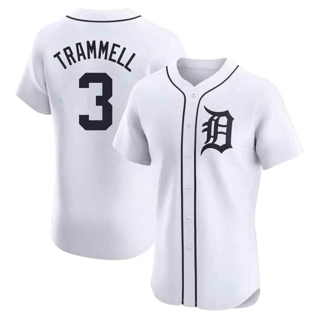 Ldoa D.Tigers #3 Alan Trammell Player White Limited Elite Home Stitched Jerseys