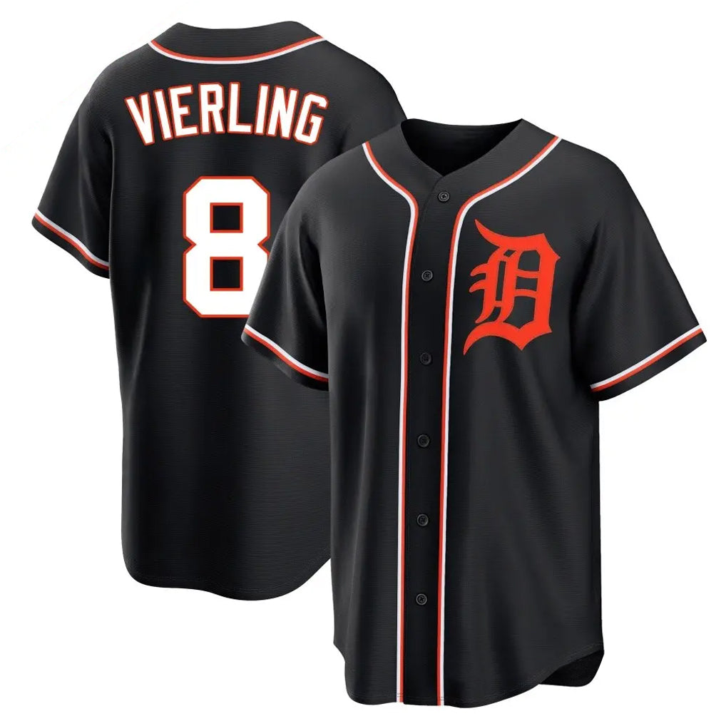 Ldoa D.Tigers #8 Matt Vierling Player Black Fashion Out Home Game Stitched Jerseys