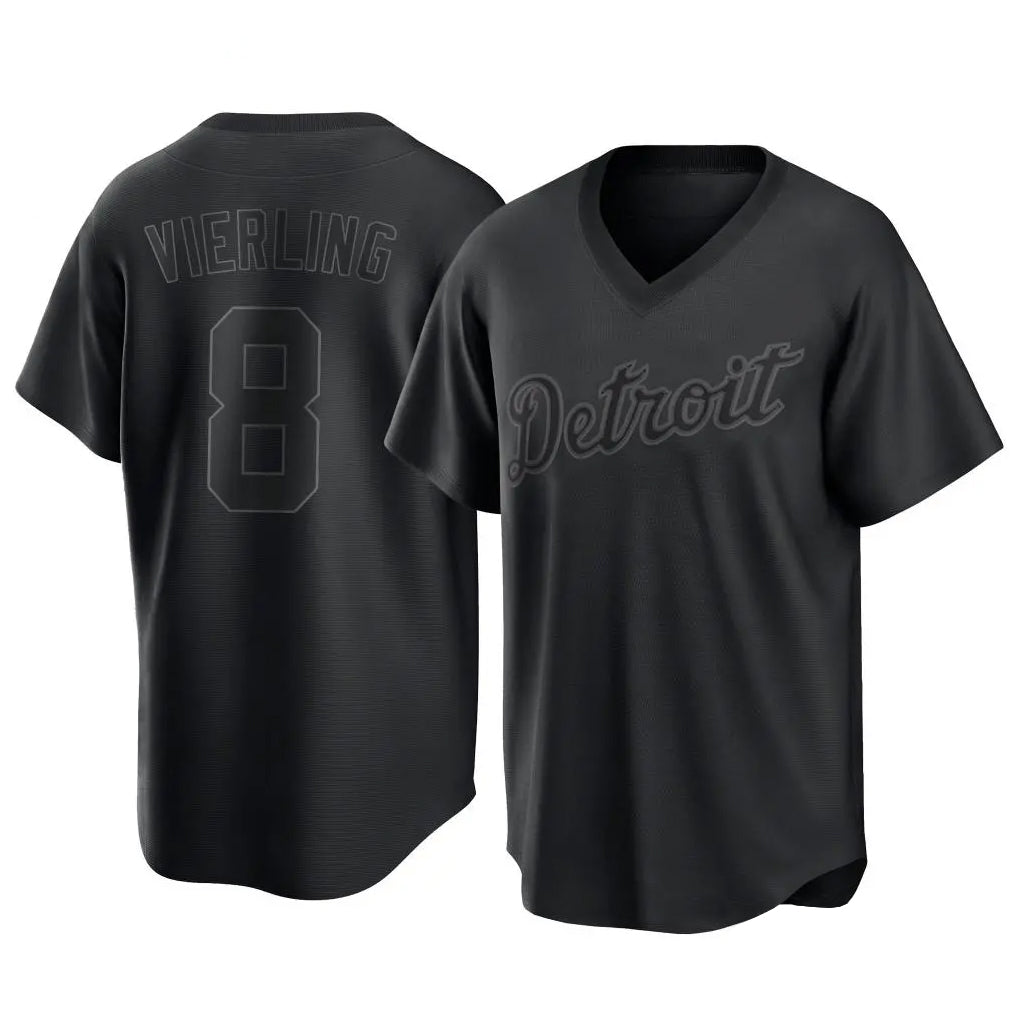Ldoa D.Tigers #8 Matt Vierling Player Black T-shirt Home Game Stitched Jerseys