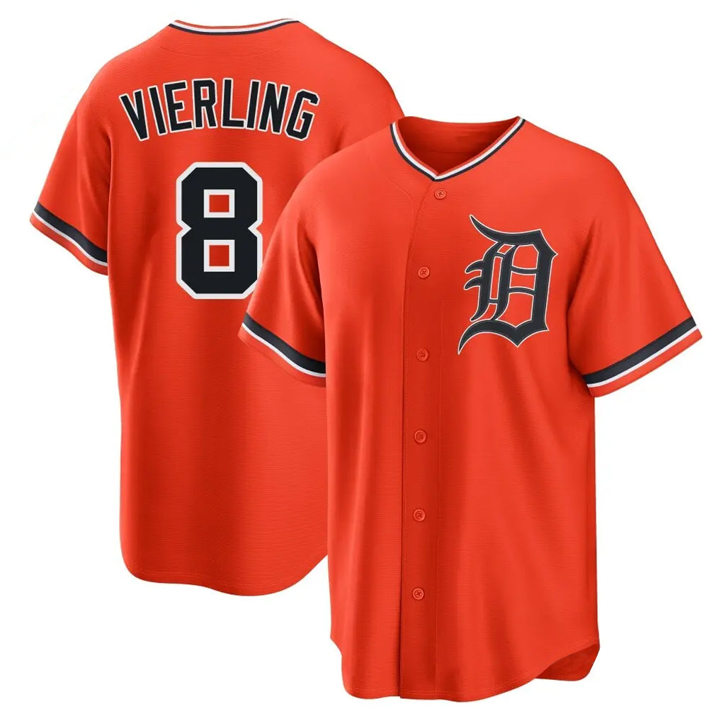 Ldoa D.Tigers #8 Matt Vierling Player Orange Home Game Stitched Jerseys