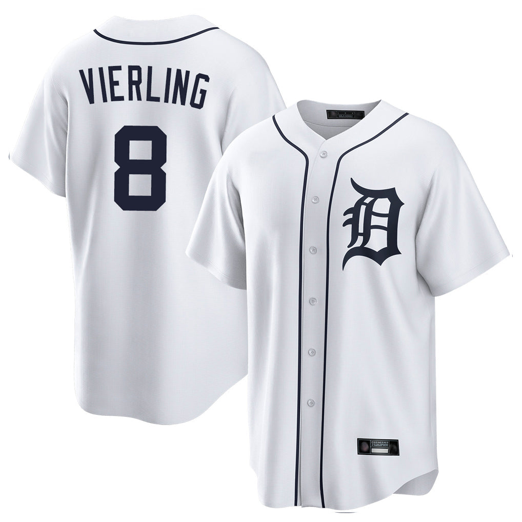Ldoa D.Tigers #8 Matt Vierling Player White Home Game Stitched Jerseys