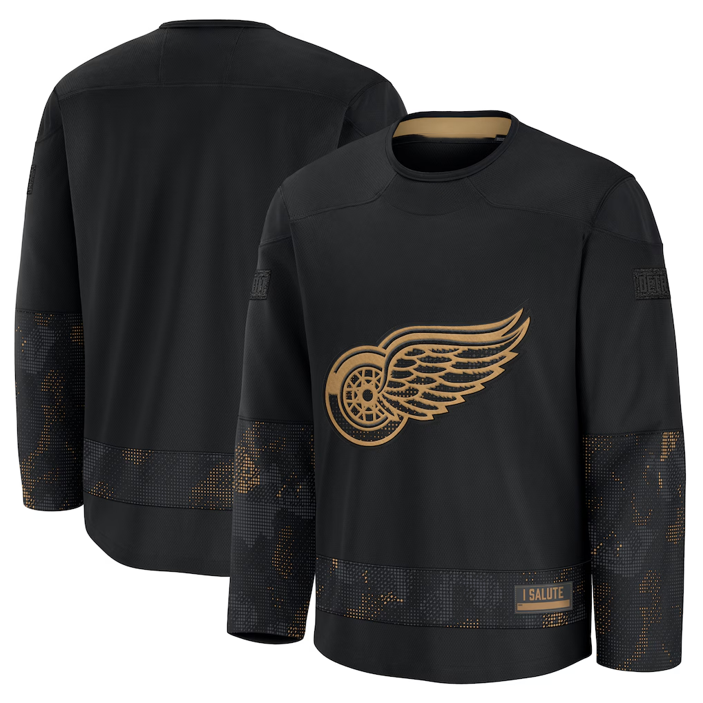 Tuec D.Red wings Black 2024 Military Appreciation Practice Jersey