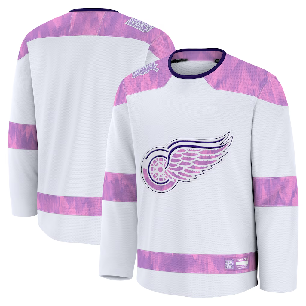 Tuec D.Red wings White 2024 Hockey Fights Cancer Practice Jerseys