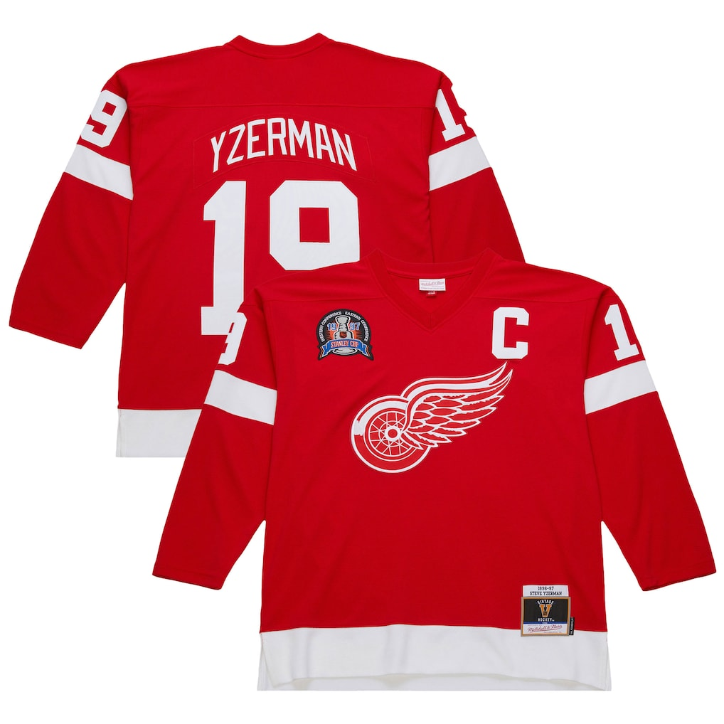 Tuec D.Red wings #19 Steve Yzerman Scarlet 1996-97 Power Play Jerseys