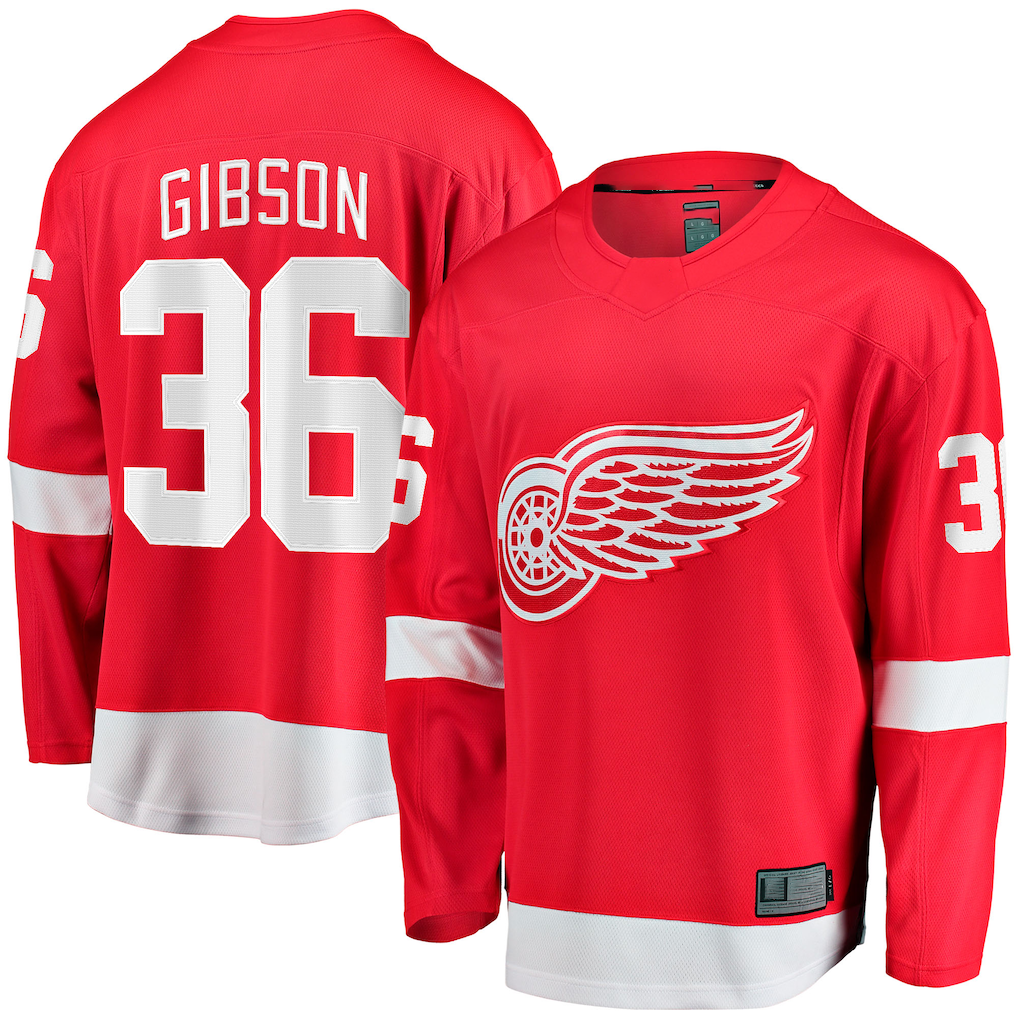 Tuec D.Red wings #36 John Gibson Red Home Breakaway Jerseys