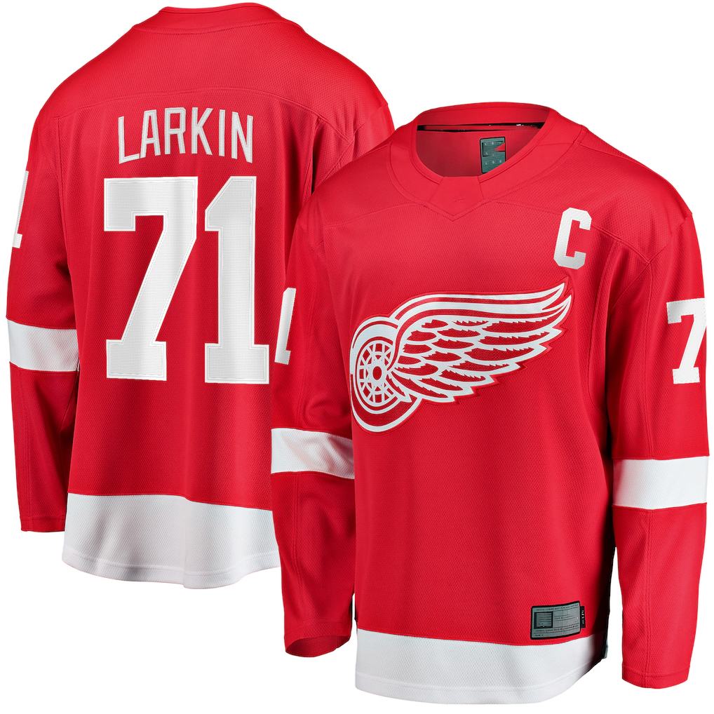Tuec D.Red wings #71 Dylan Larkin Branded Red Captain Home Breakaway Jerseys