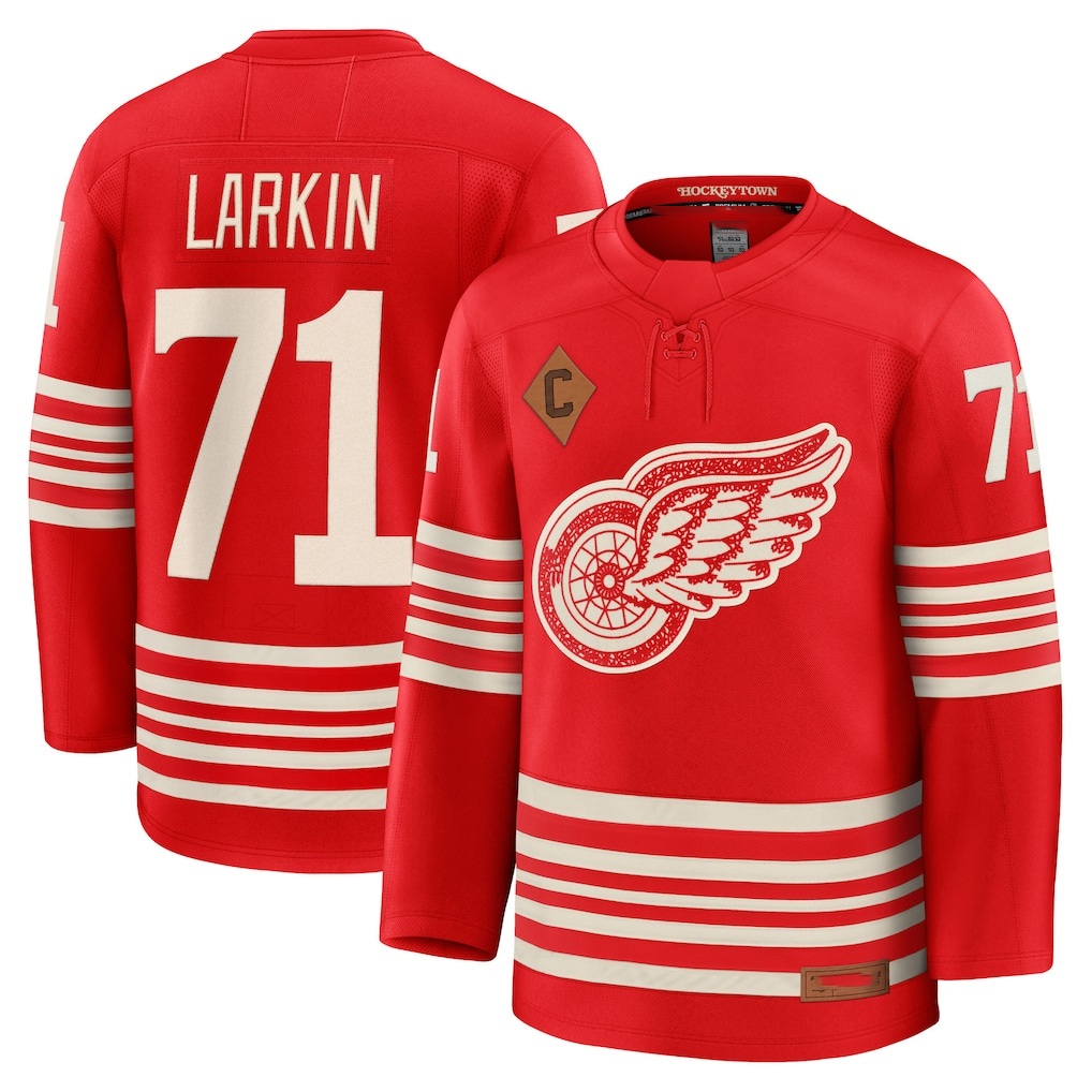 Tuec D.Red wings #71 Dylan Larkin Red Centennial Premium Player Jerseys