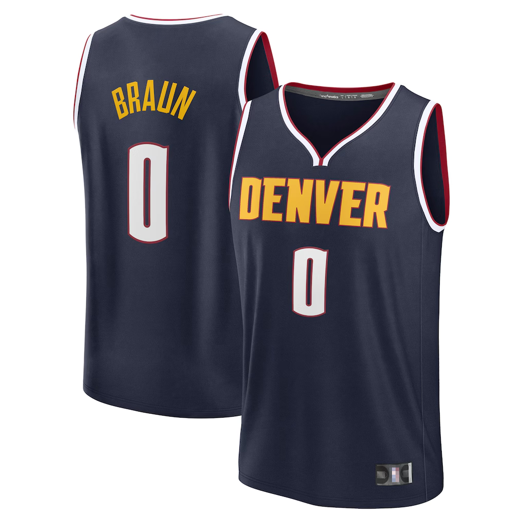 Ldoa D.Nuggets #0 Christian Braun Navy Fast Break Replica Player Jerseys - Icon Edition